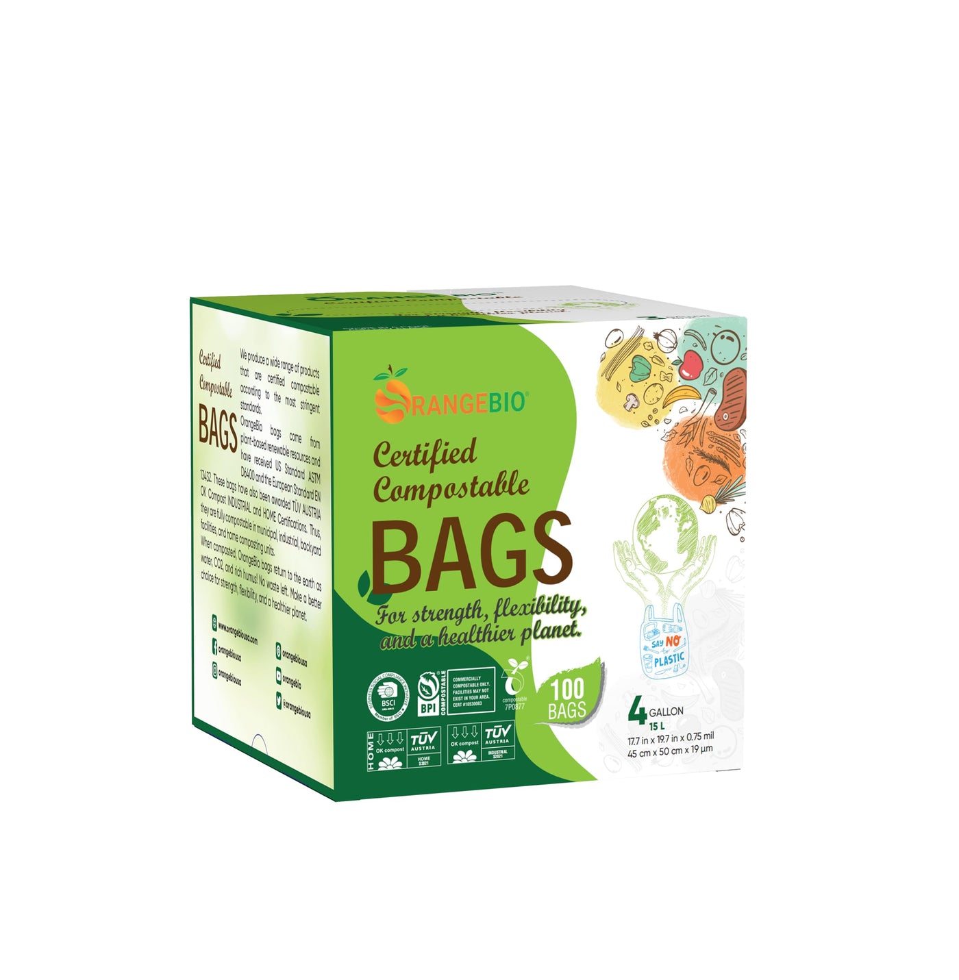 4 Gallon Food Scrap Bags / Liner Bags -100 Count
