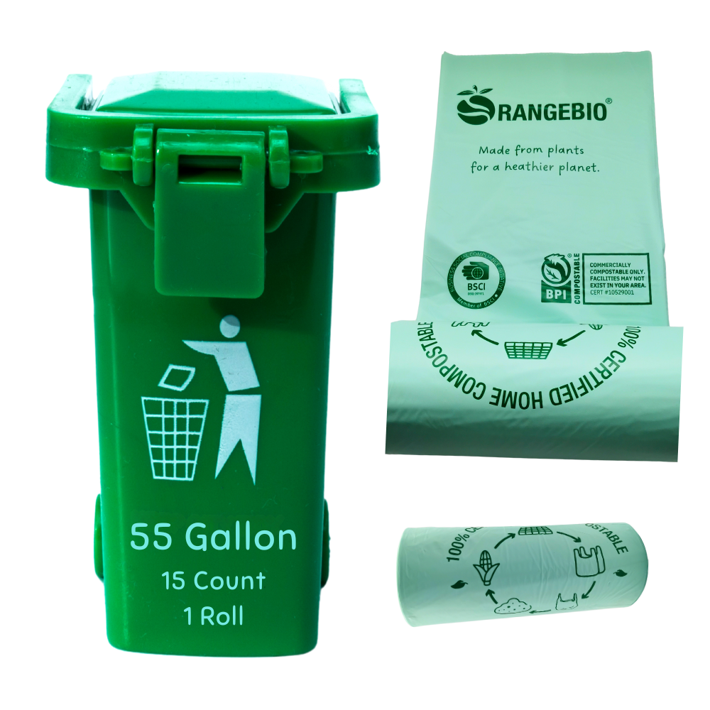 55 Gallon Certified Home Compostable Trash Bags| 15 Count