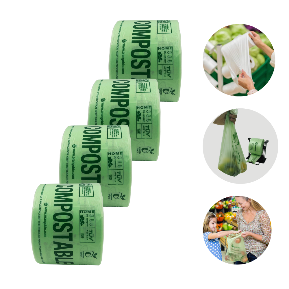 14 x 18" Compostable Produce Bags | 4 Rolls | 1000 bags/box