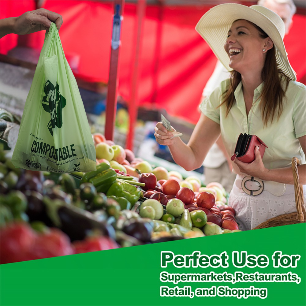 Shopping Bags | 500 Count | 12 Lbs Capacity | Smail Size | Green |8" x 5" x 16.5"